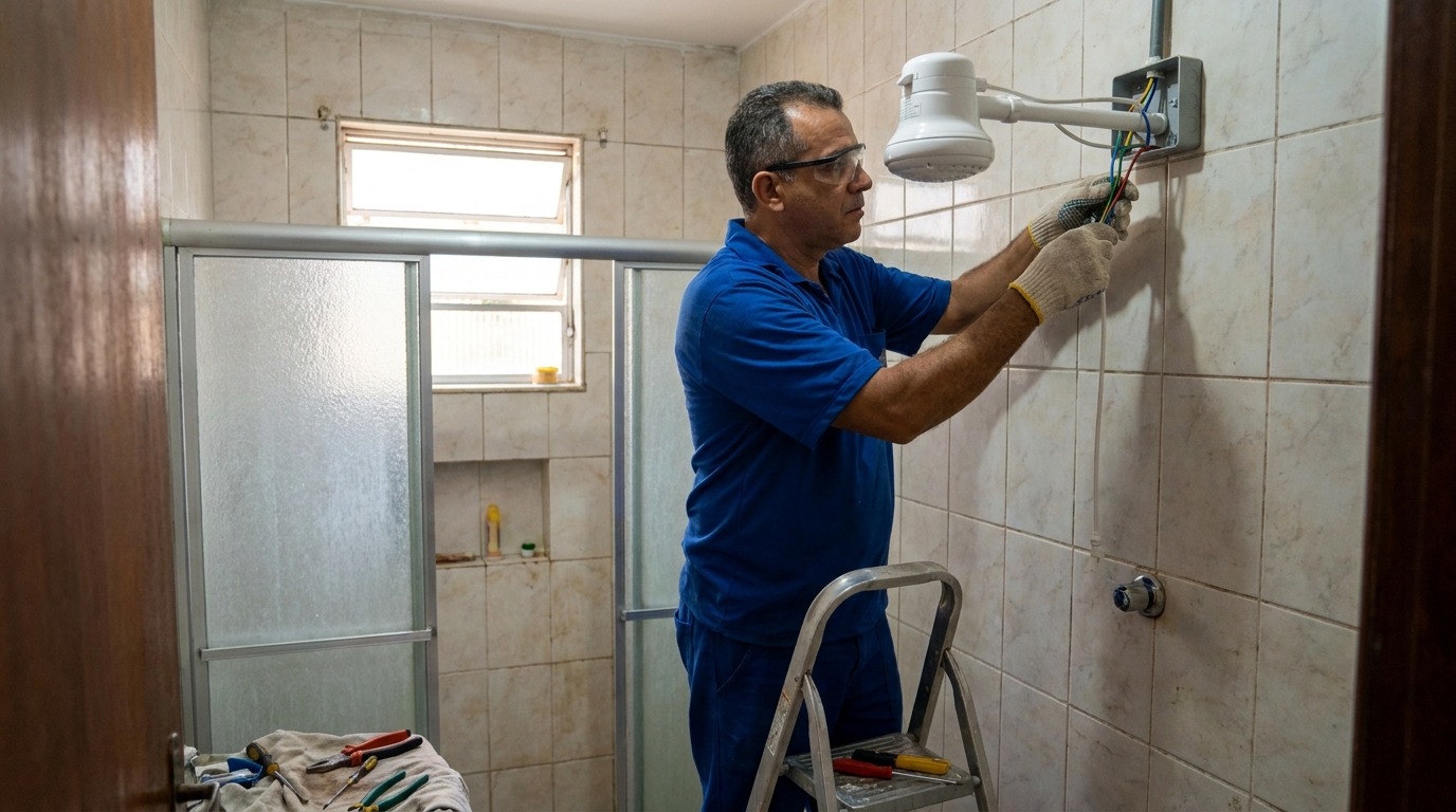 Substituição de Chuveiro Antigo no Canadá, Cascavel‑PR